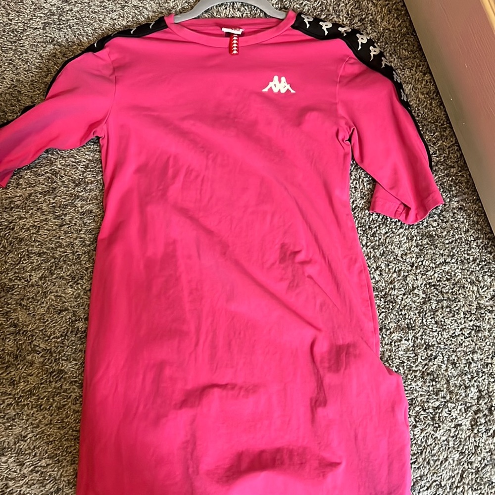 Pink with black on the sleeves dress size Large